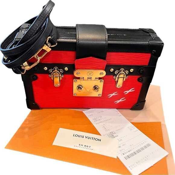 Louis Vuitton Petite Malle Red And Black Epi Clutch Two Way Bag - Picture 4 of 11